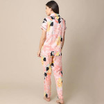 Women Peach-Coloured & Black Printed Night Suit