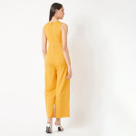 Women Mustard Yellow Solid Basic Jumpsuit